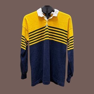 Vintage Canterbury of New Zealand Rugby Shirt Gold/Blue Stripe XL